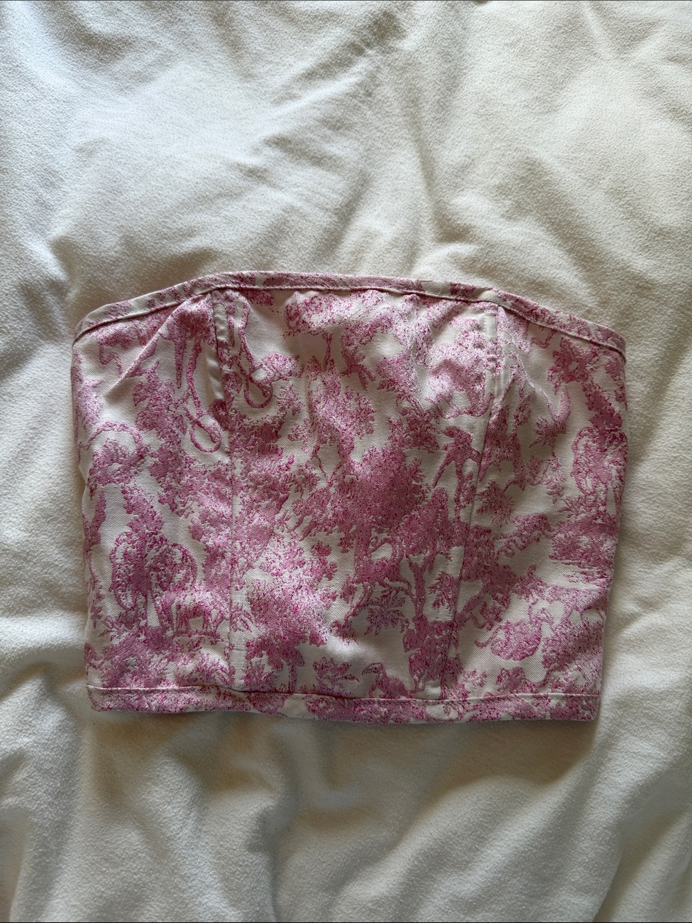 Strapless Pink Toile Bustier Top